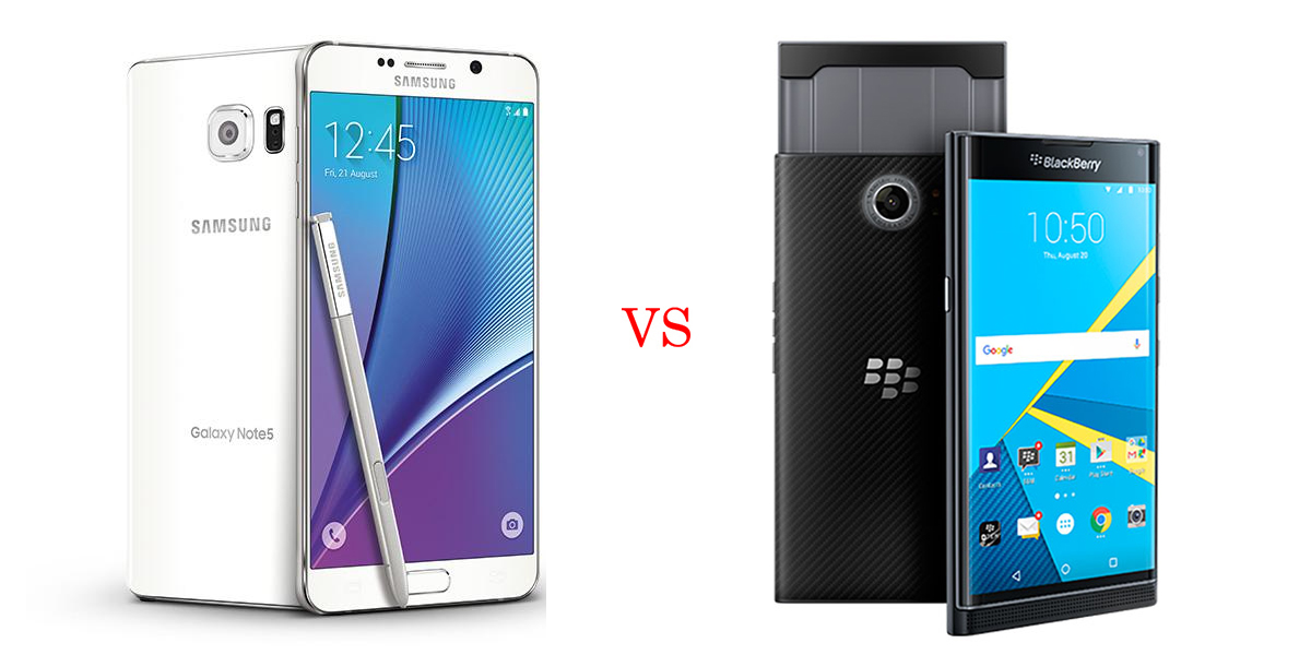 Samsung Galaxy Note 5 versus BlackBerry Priv 2